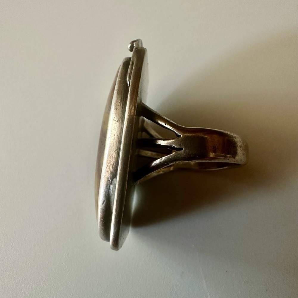 Navajo Ring Vintage Sterling & Jasper Modernist Ring Size 6.5 - Picture 11 of 15